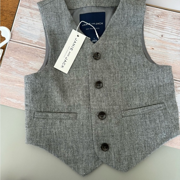 Janie and Jack Gray Vest and Pants with Red and Blue Stripes - Picture 3 of 4